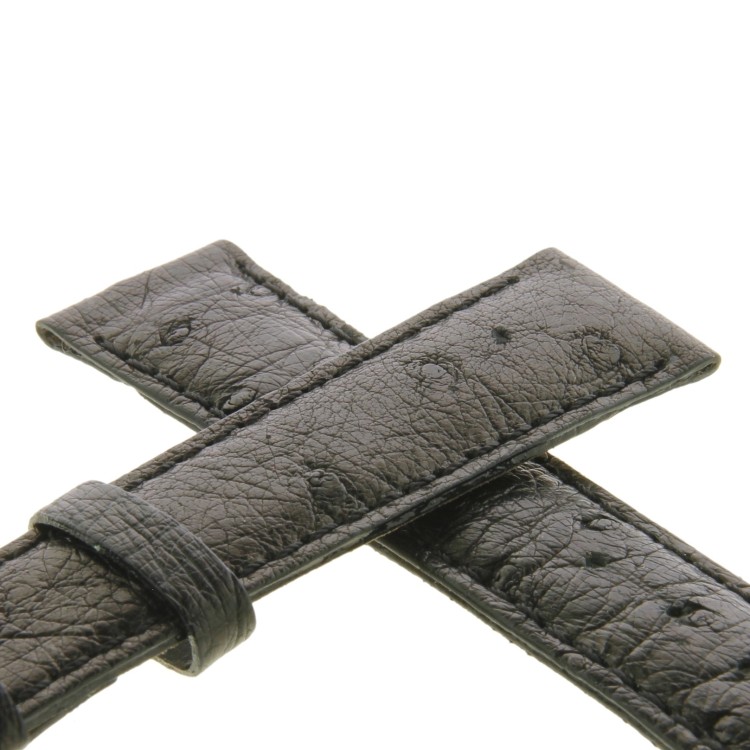 Cinturino Sartoriale Struzzo Nero Opaco 18/16 mm B35B.