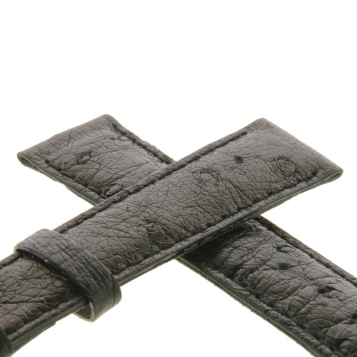 Cinturino Sartoriale Struzzo Nero Opaco 18/16 mm B35B.