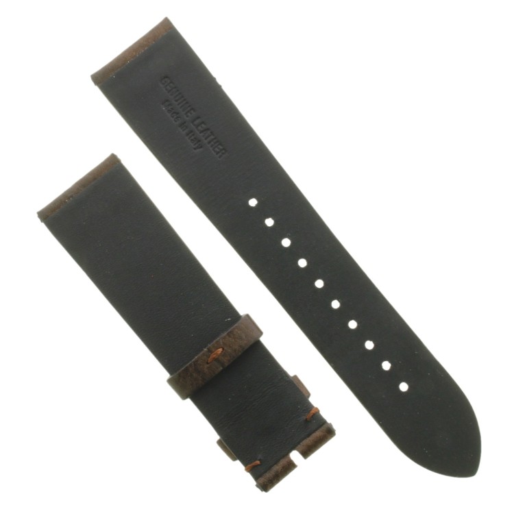 Cinturino Sartoriale Pelle Vitello Goffrata Marrone Testa di Moro 22/20 mm B35N classico non cucito