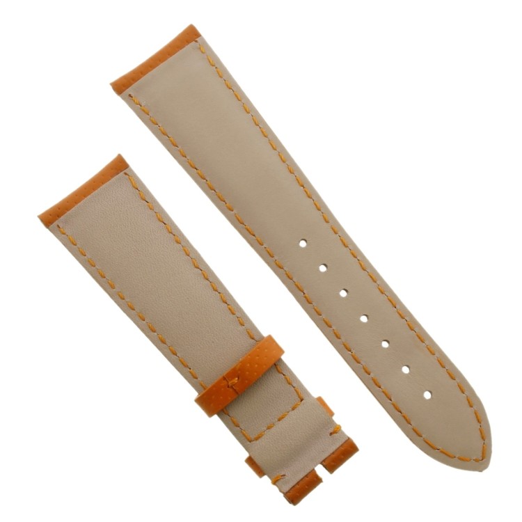 Cinturino Sartoriale Pelle Arancione Motivo Puntini 22/18 mm B45B classico.