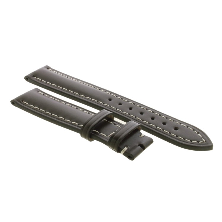 Cinturino Sartoriale Pelle Vitello Marrone Scuro 20/18 mm B50MB bombato cuciture chiare