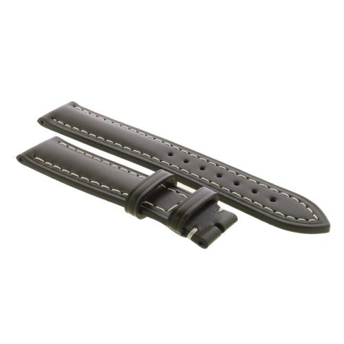 Cinturino Sartoriale Pelle Vitello Marrone Scuro 20/18 mm B50MB bombato cuciture chiare