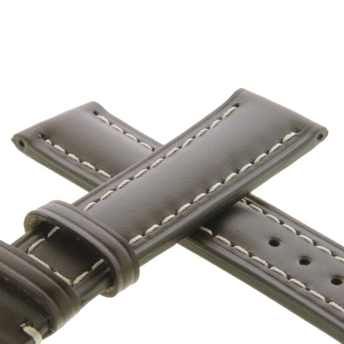 Cinturino Sartoriale Pelle Vitello Marrone Scuro 20/18 mm B50MB bombato cuciture chiare