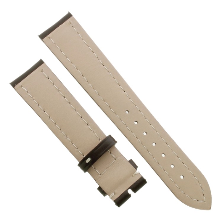 Cinturino Sartoriale Pelle Vitello Marrone Scuro 20/18 mm B50MB bombato cuciture chiare