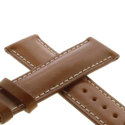 Cinturino Sartoriale Pelle Vitello Marrone Chiaro Naturale 20/18 mm B48B cuciture chiare