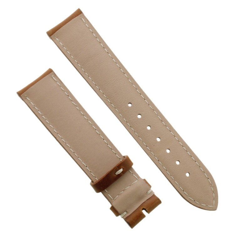 Cinturino Sartoriale Pelle Vitello Marrone Chiaro Naturale 20/18 mm B48B cuciture chiare