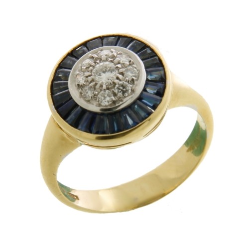 Anello Zaffiro Diamanti ct 0,27 Oro 18 kt