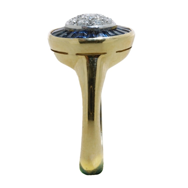 Anello Zaffiro Diamanti ct 0,27 Oro 18 kt