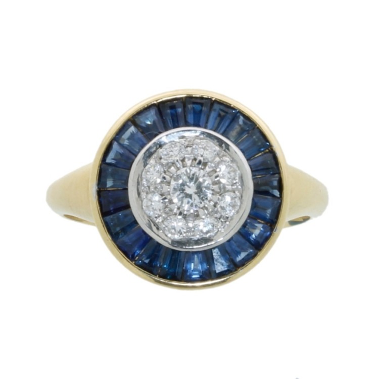 Anello Zaffiro Diamanti ct 0,27 Oro 18 kt