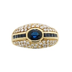 Anello Zaffiro Diamanti ct 0,58 Oro 18 kt 2