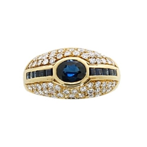Anello Zaffiro Diamanti ct 0,58 Oro 18 kt