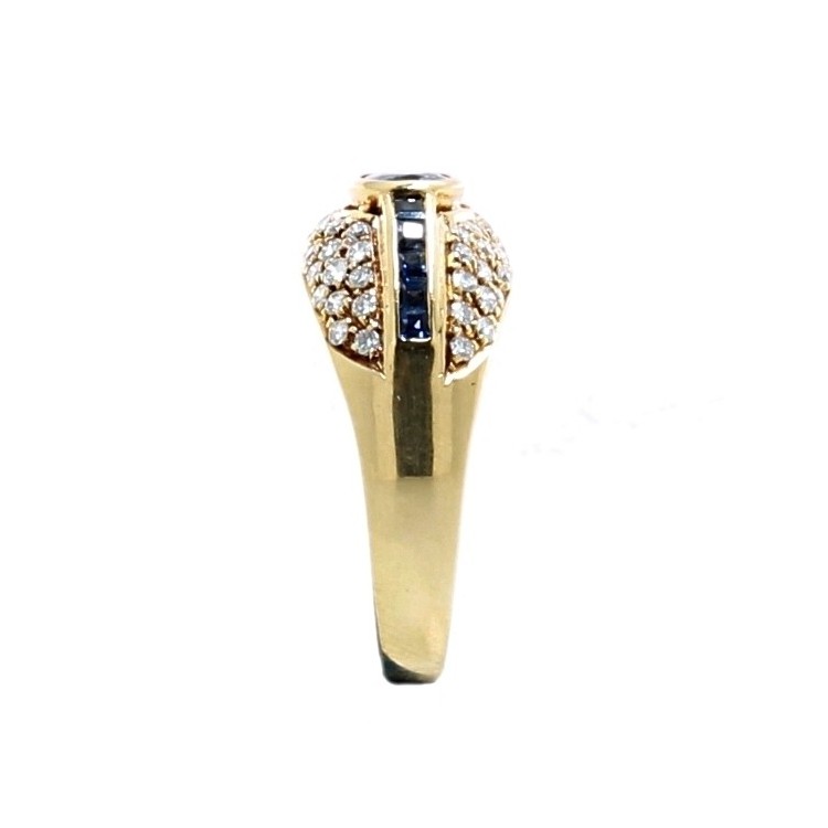 Anello Zaffiro ct 0,95 Diamanti ct 0,58  F VS Oro 18 kt