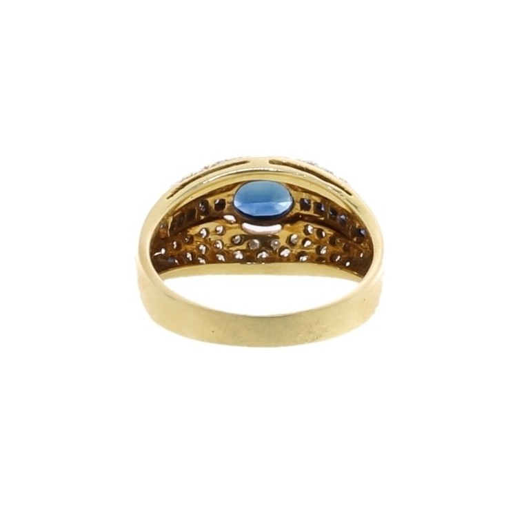 Anello Zaffiro Diamanti ct 0,58 Oro 18 kt