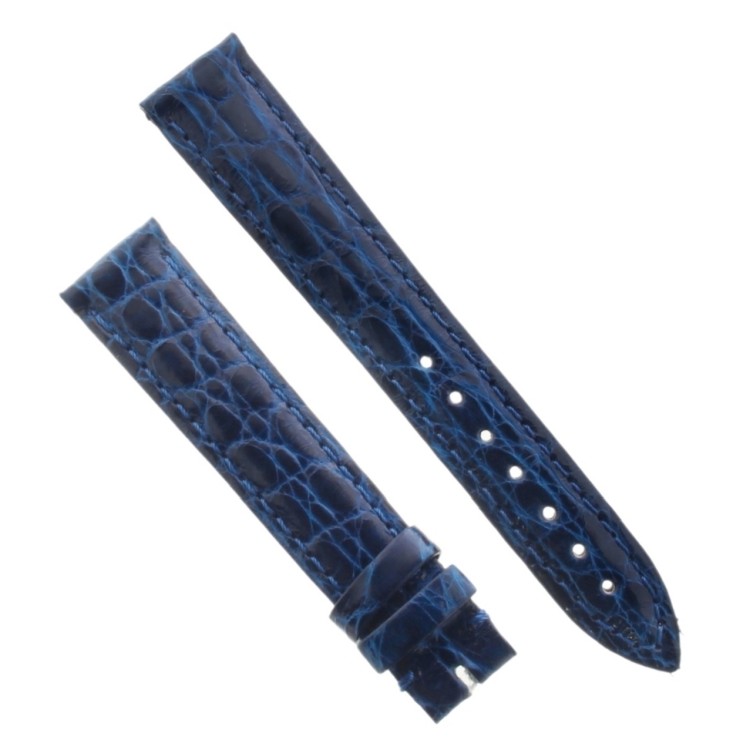 Cinturino Coccodrillo Blu Lucido 16/14 bombatura 3 mm forma classica Donna