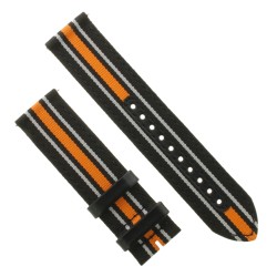 Mido Cinturino Tessuto Nero Arancio 22/22 mm con ansette a sgancio rapido.