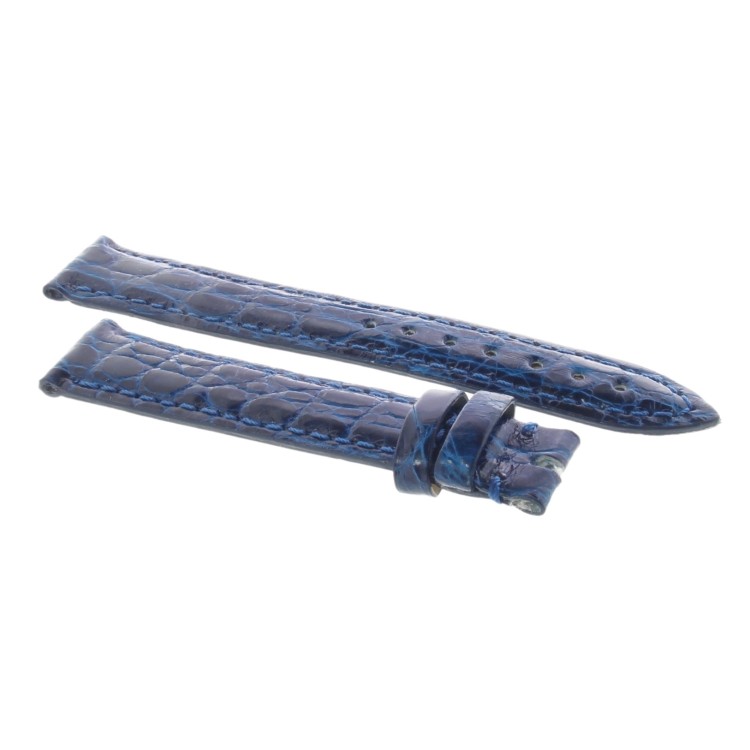 Cinturino Coccodrillo Blu Lucido 16/14 bombatura 3 mm forma classica Donna