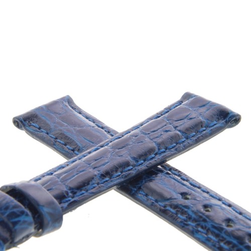 Cinturino Coccodrillo Blu Lucido 16/14 bombatura 3 mm forma classica Donna