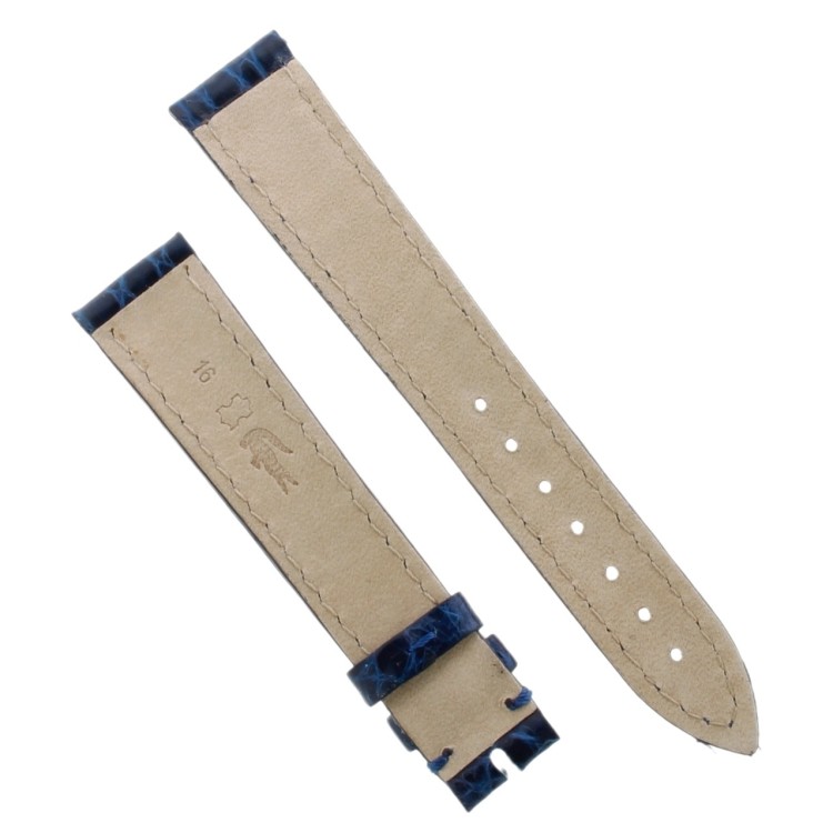 Cinturino Coccodrillo Blu Lucido 16/14 bombatura 3 mm forma classica Donna