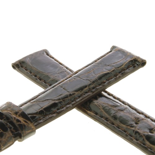 Cinturino Coccodrillo Marrone Moka Lucido 16/14 bombatura 3,5 mm forma classica
