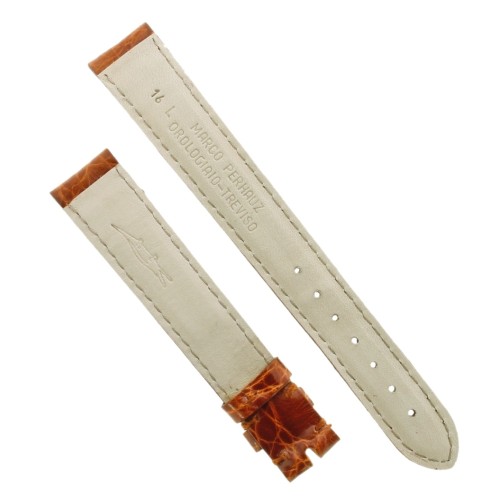 Cinturino Coccodrillo Marrone Gold Lucido 16/14 mm B32B forma classica
