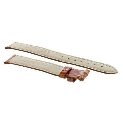 Cinturino Coccodrillo Marrone Gold Lucido 16/14 mm B32B forma classica