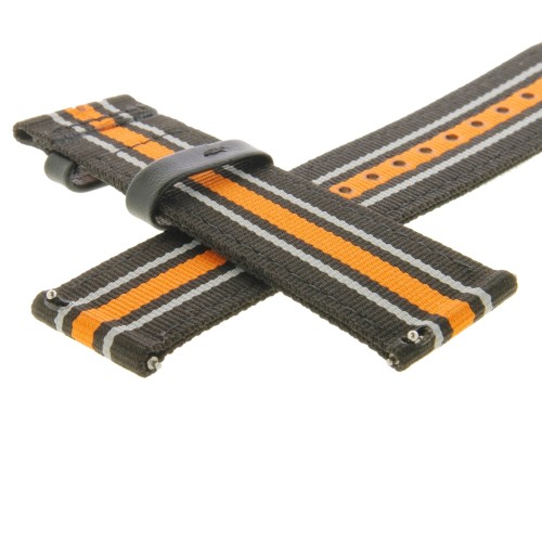Mido Cinturino Tessuto Nero Arancio 22/22 mm con ansette a sgancio rapido.