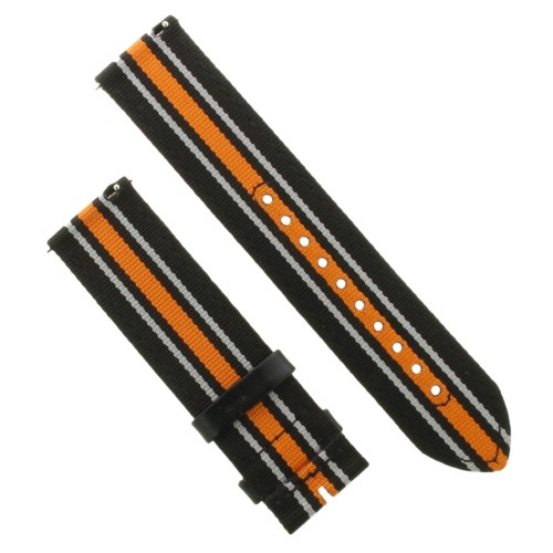 Mido Cinturino Tessuto Nero Arancio 22/22 mm con ansette a sgancio rapido.