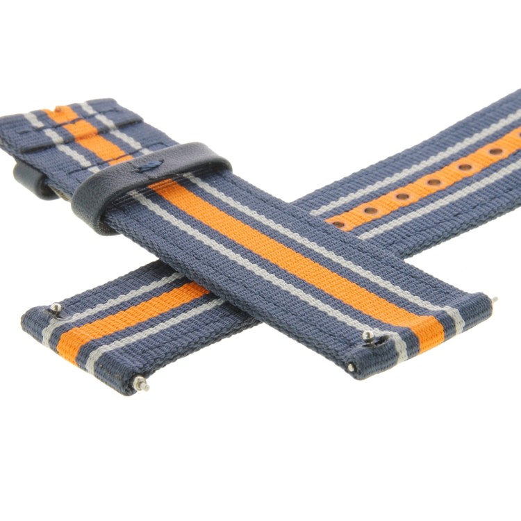 Mido Cinturino Tessuto Blu Arancio 22/22 con ansette in acciaio a sgancio rapido
