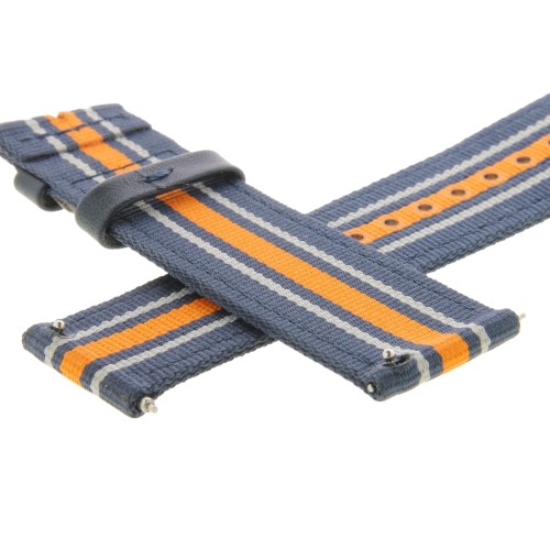 Mido Cinturino Tessuto Blu Arancio 22/22 mm Compreso di Fibbia ardiglione 22 mm acciaio con ansette a sgancio rapido