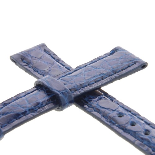 Cinturino Coccodrillo Blu Lucido 14/12 mm B32B forma classica Donna.