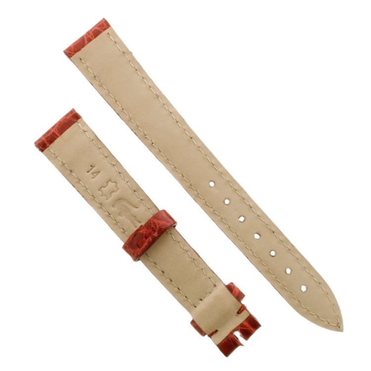 Cinturino Coccodrillo Rosso Lucido 14/12 mm B35B forma classica.