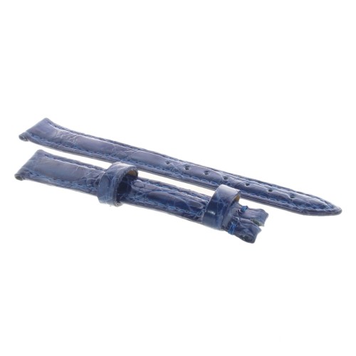 Cinturino Coccodrillo Blu Lucido 12/10 mm B32B forma classica Donna.