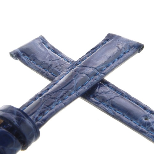 Cinturino Coccodrillo Blu Lucido 12/10 mm B32B forma classica Donna.