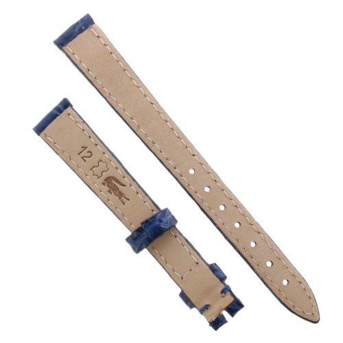 Cinturino Coccodrillo Blu Lucido 12/10 mm B32B forma classica Donna.