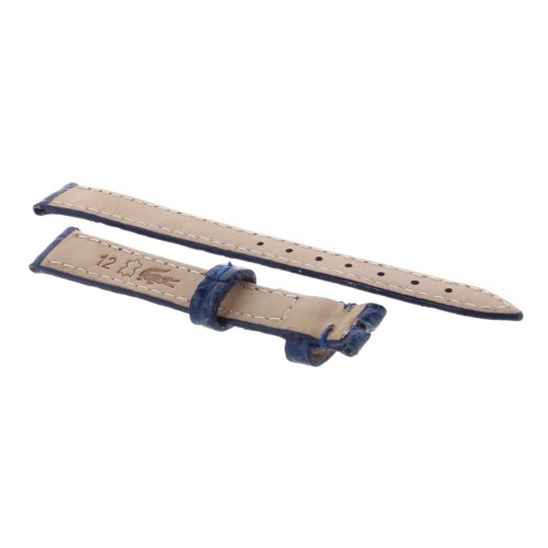 Cinturino Coccodrillo Blu Lucido 12/10 mm B32B forma classica Donna.