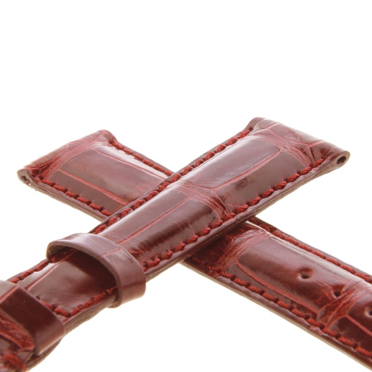 Cinturino Sartoriale Alligatore Rosso Bordeaux Lucido 20/16 mm B40B classico.