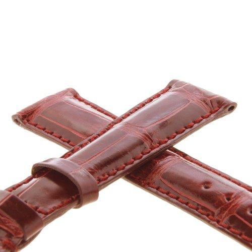 Cinturino Sartoriale Alligatore Rosso Bordeaux Lucido 20/16 mm B40B classico.