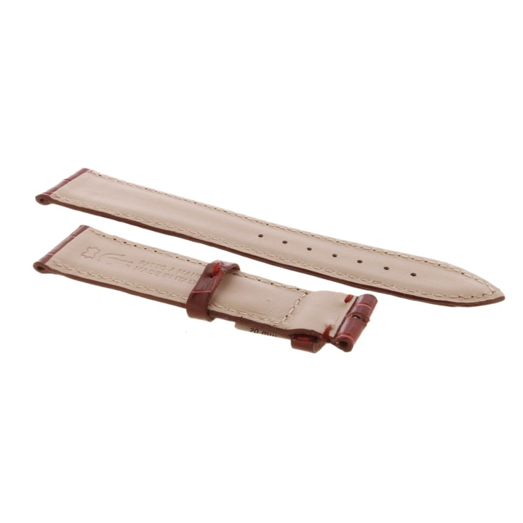 Cinturino Sartoriale Alligatore Rosso Bordeaux Lucido 20/16 mm B40B classico.