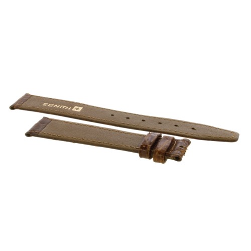 Zenith Cinturino Coccodrillo Marrone 16/14 mm cucito piatto spessore 2,5/3 mm lunghezza 75/114 mm