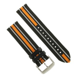 Mido Cinturino Tessuto Nero Arancio 22/22 mm con fibbia