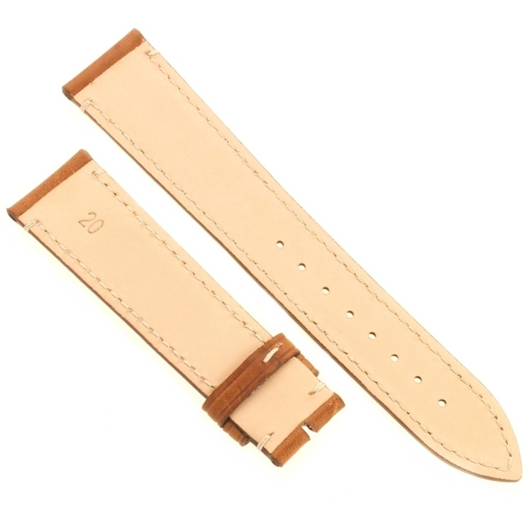 Cinturino Pelle Cuoio Greco Marrone Gold opaco 20/18 mm B37B classico cuciture chiare