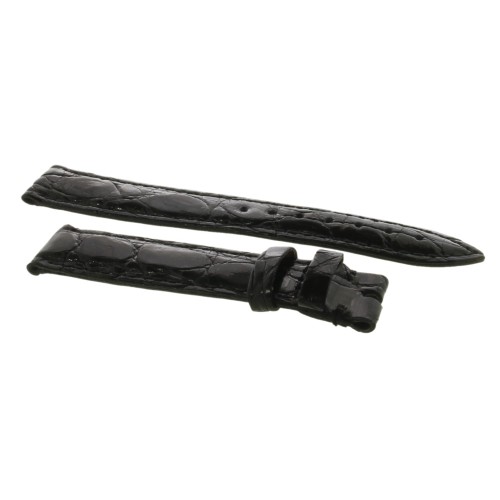 Cinturino Coccodrillo Nero Lucido 16/14 mm B37B forma classica.