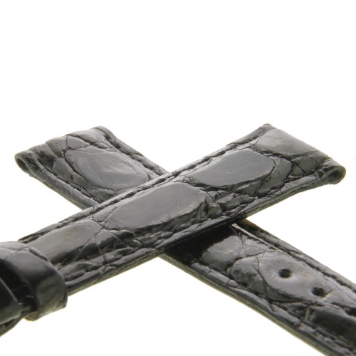 Cinturino Coccodrillo Nero Lucido 16/14 forma classica