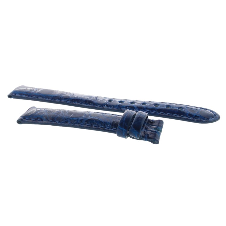 Cinturino Coccodrillo Blu Lucido 16/14 bombatura 3,5 mm forma classica