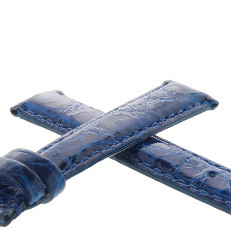 Cinturino Coccodrillo Blu Lucido 16/14 bombatura 3,5 mm forma classica