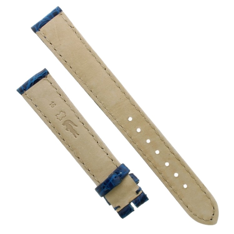 Cinturino Coccodrillo Blu Medio Lucido 16/14 mm B40B forma classica.