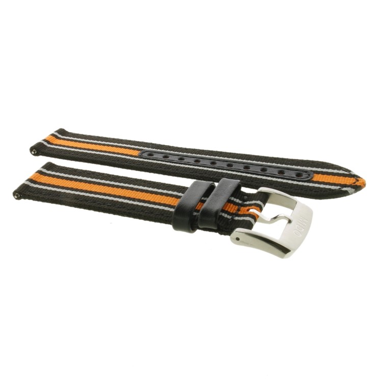 Mido Cinturino Tessuto Nero Arancio 22/22 mm con fibbia