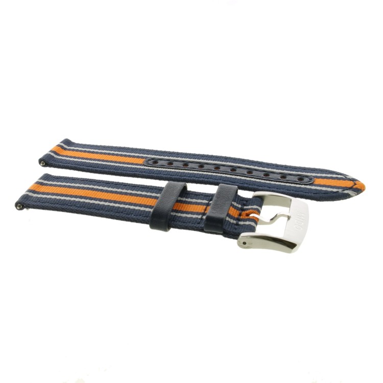 Mido Cinturino Tessuto Blu Arancio 22/22 mm Compreso di Fibbia ardiglione 22 mm acciaio con ansette a sgancio rapido.