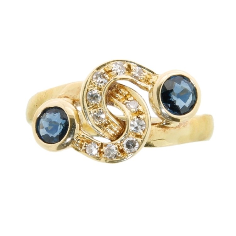 Anello Zaffiro Diamanti ct 0,14 Oro 18 kt