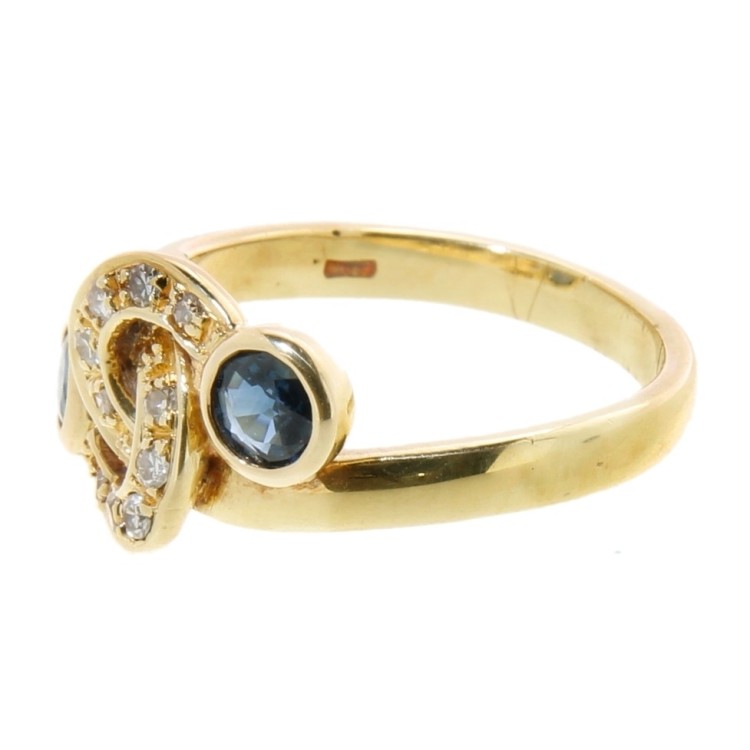 Anello Zaffiro Diamanti ct 0,14 Oro 18 kt